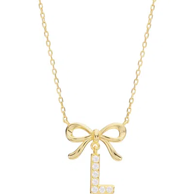 Athra Luxe Cubic Zirconia Bow Initial Pendant Necklace