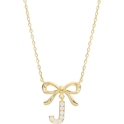 Athra Luxe Cubic Zirconia Bow Initial Pendant Necklace