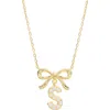 Athra Luxe Cubic Zirconia Bow Initial Pendant Necklace