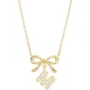 Athra Luxe Cubic Zirconia Bow Initial Pendant Necklace