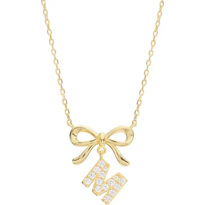 Athra Luxe Cubic Zirconia Bow Initial Pendant Necklace