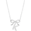 Athra Luxe Cubic Zirconia Bow Initial Pendant Necklace In Metallic