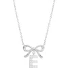 Athra Luxe Cubic Zirconia Bow Initial Pendant Necklace In Metallic