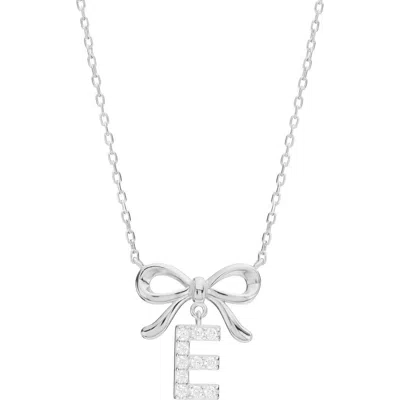 Athra Luxe Cubic Zirconia Bow Initial Pendant Necklace In Metallic