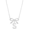 Athra Luxe Cubic Zirconia Bow Initial Pendant Necklace In Metallic