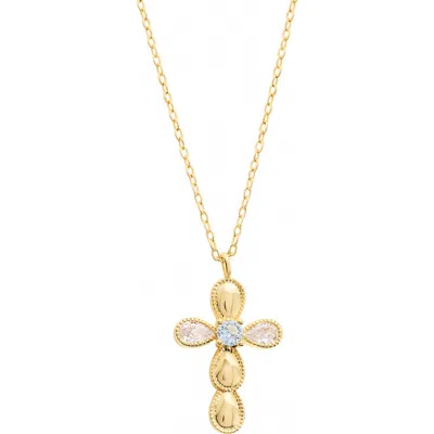 Athra Luxe Cubic Zirconia Cross Pendant Necklace In Gold