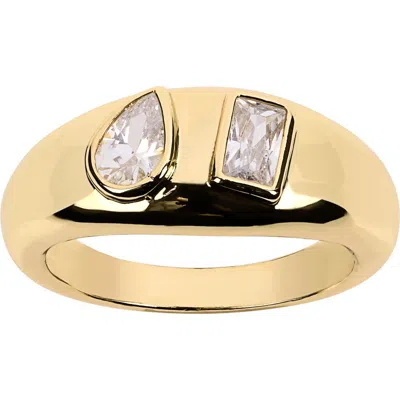 Athra Luxe Cubic Zirconia Dome Band Ring In Gold