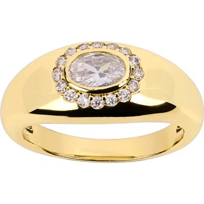 Athra Luxe Cubic Zirconia Dome Ring In Gold