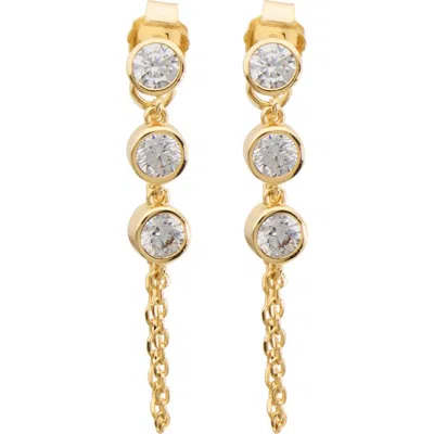 Athra Luxe Cubic Zirconia Draped Chain Front/back Earrings In Gold