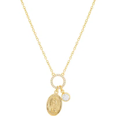 Athra Luxe Cubic Zirconia Halo Charm Necklace In Gold