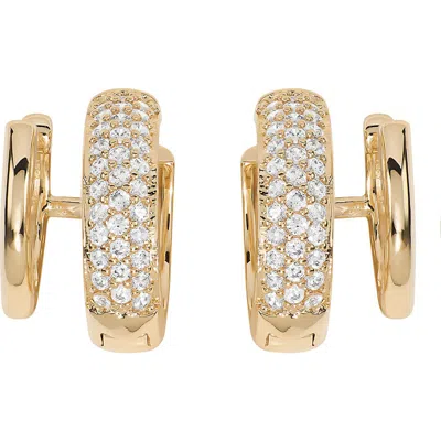 Athra Luxe Cubic Zirconia Huggie Hoop Earrings In Gold