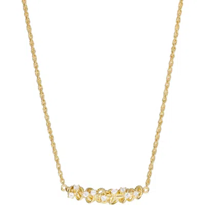 Athra Luxe Cubic Zirconia Knot Pendant Necklace In Gold