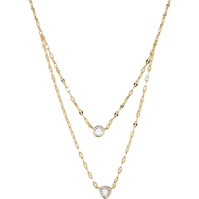 Athra Luxe Cubic Zirconia Layered Chain Necklace In Gold