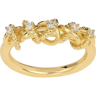 Athra Luxe Cubic Zirconia Link Wrap Ring In Gold