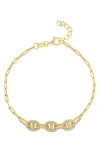 Athra Luxe Cubic Zirconia Mariner Link Bracelet In Gold