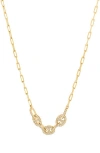 Athra Luxe Cubic Zirconia Mariner Link Necklace In Gold