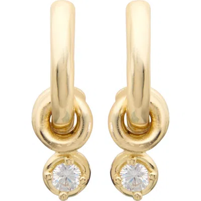 Athra Luxe Cubic Zirconia Ring Charm Huggie Hoop Earrings In Gold