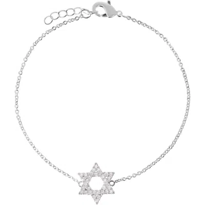 Athra Luxe Cubic Zirconia Star Of David Bracelet In Silver