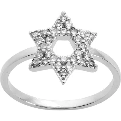 Athra Luxe Cubic Zirconia Star Of David Ring In Silver