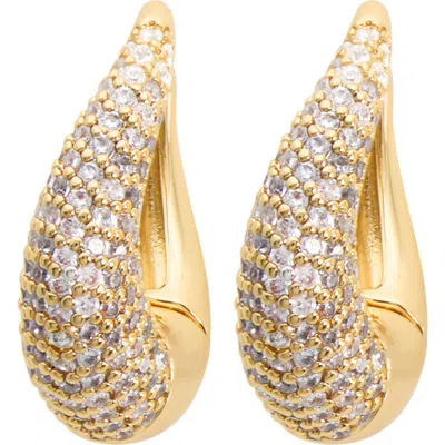 Athra Luxe Cubic Zirconia Swirl Huggie Hoop Earrings In Gold