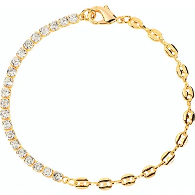 Athra Luxe Cubic Zirconia Tennis & Mariner Chain Bracelet In Gold