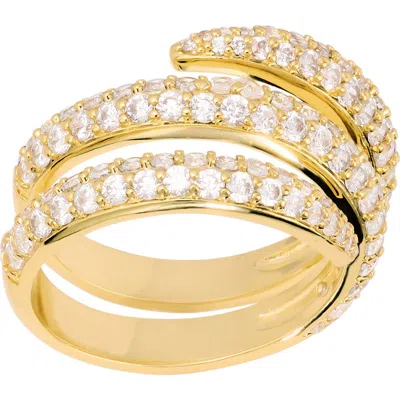 Athra Luxe Cubic Zirconia Wrap Ring In Gold
