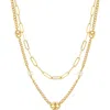 Athra Luxe Cultured Pearl Double Chain Necklace In Gold