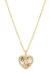 Athra Luxe Dolce Sole Fluted Heart Cubic Zirconia Pendant Necklace In Gold