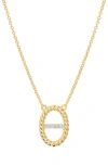 Athra Luxe Dolce Sole Oval Pavé Cubic Zirconia Pendant Necklace In Gold