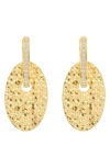 Athra Luxe Dolce Sole Textured Oval Drop Huggie Hoop Earrings In Gold