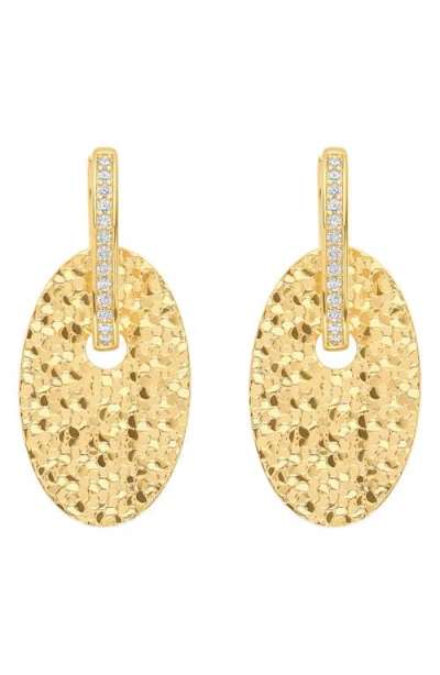Athra Luxe Dolce Sole Textured Oval Drop Huggie Hoop Earrings In Gold