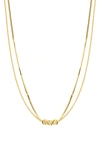 Athra Luxe Double Chain Beaded Necklace In Gold