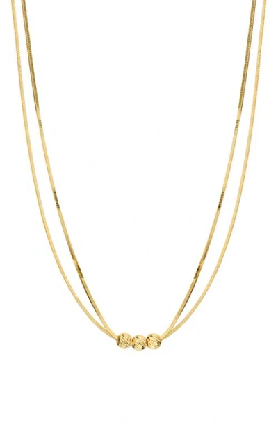 Athra Luxe Double Chain Beaded Necklace In Gold