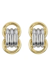 Athra Luxe Double Circle Drop Earrings In Gold
