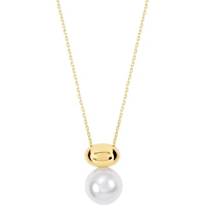 Athra Luxe Faux Pearl Pendant Necklace In Multi