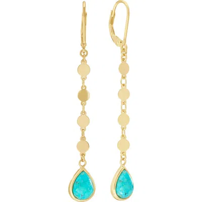 Athra Luxe Flat Disc Turquoise Drop Earrings