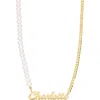 Athra Luxe Freshwater Pearl & Chain Link Personalized Name Necklace
