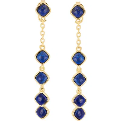 Athra Luxe Front-back Chain Drop Earrings In Blue Gold