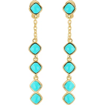 Athra Luxe Front-back Chain Drop Earrings In Turquoise Gold