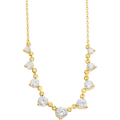 Athra Luxe Graduated Cubic Zirconia Chain Necklace In Gold