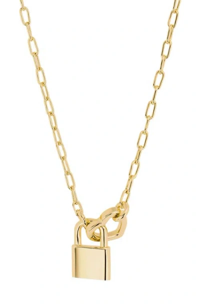 Athra Luxe Heart Lock Link Necklace In Gold