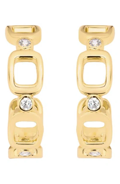 Athra Luxe La Dorée Square Link Hoop Earrings In Gold