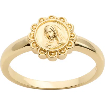 Athra Luxe Mary Medallion Ring In Gold