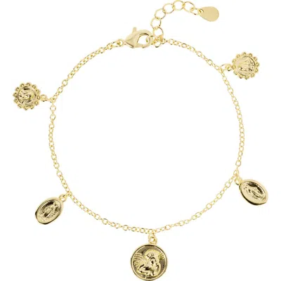 Athra Luxe Medallion Charm Bracelet In Gold