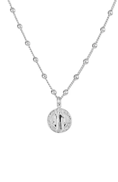 Athra Luxe Medallion Pendant Necklace In Silver