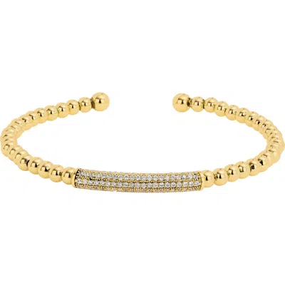 Athra Luxe Modern Muse Beaded Cuff Bracelet In Gold