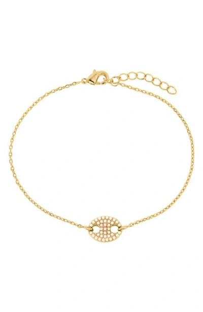 Athra Luxe Modern Muse Faux Pearl Bracelet In Gold