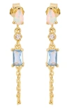 Athra Luxe Multi Stone Chain Drop Earring In Transparent