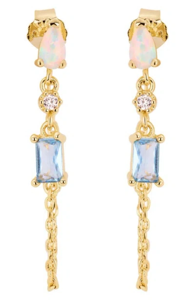 Athra Luxe Multi Stone Chain Drop Earring In Transparent