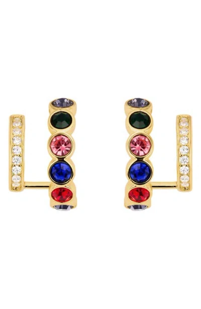 Athra Luxe Multicolor Hoop Earrings In Gold